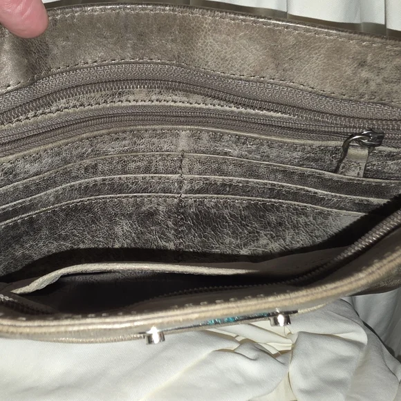 Michael Kors Webster Gold/Silverish Metallic Rushed Leather Wallet Clutch Bag - Picture 9 of 9